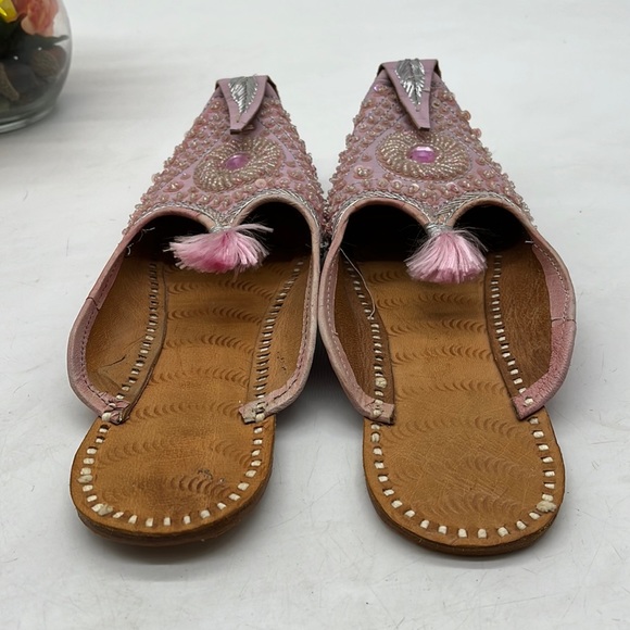 Khussa Beaded Slipper Light Pink with tassel Size Women's 9. BNFL2701 - Picture 4 of 6